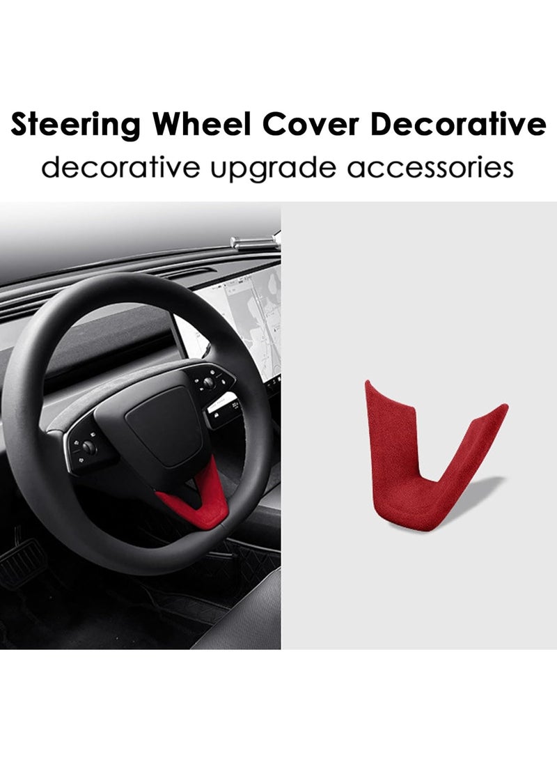 عجلة القيادة ديكور التريم متوافق مع تيسلا موديل 3 هايلاند 2024 غطاء سويد ملفوفات لوحات ديكور ديكورات داخلية إكسسوارات (أحمر) - Image 5